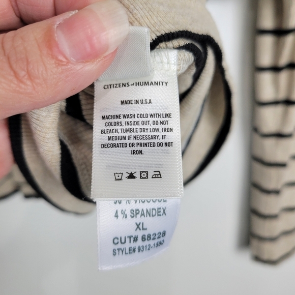 NWT Citizens of Humanity Selma Striped Turtleneck Top in Oatmeal Striped Size XL - Picture 13 of 14